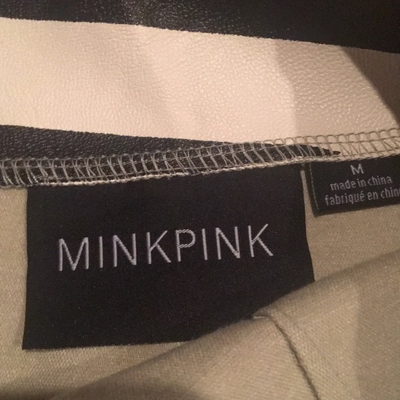 MINKPINK Faux Leather Striped Mini Skirt Size M - Picture 7 of 10